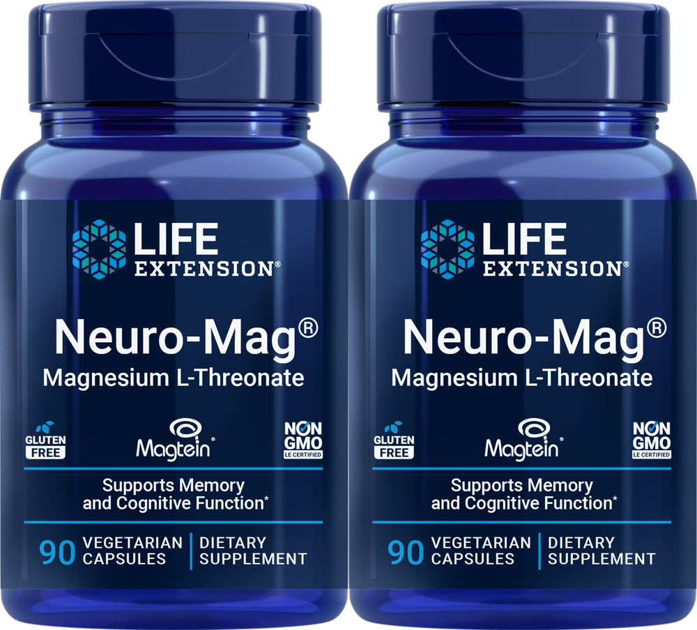 Life Extension Neuro-mag bottle with capsules, convenient daily brain support.