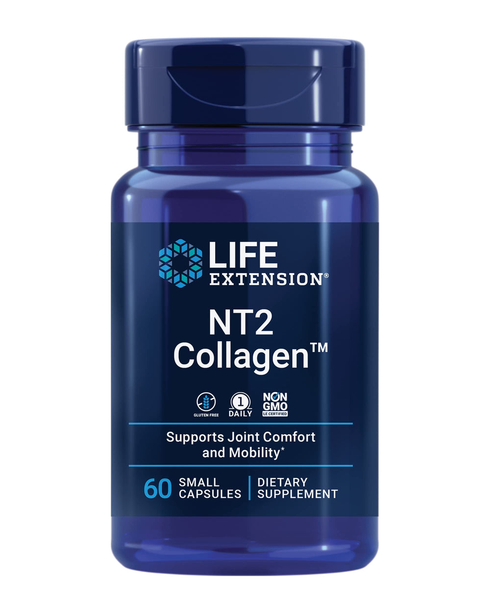 Life Extension NT2 Collagen bottle front highlights daily joint support