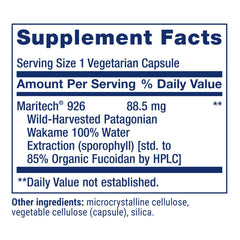 Maritech 926 fucoidan label close-up with gluten-free and non-GMO notes