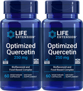 Life Extension Optimized Quercetin bottle front view with 60 vegetarian capsules for antioxidant support