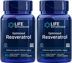 Life Extension Optimized Resveratrol bottle front view for longevity support