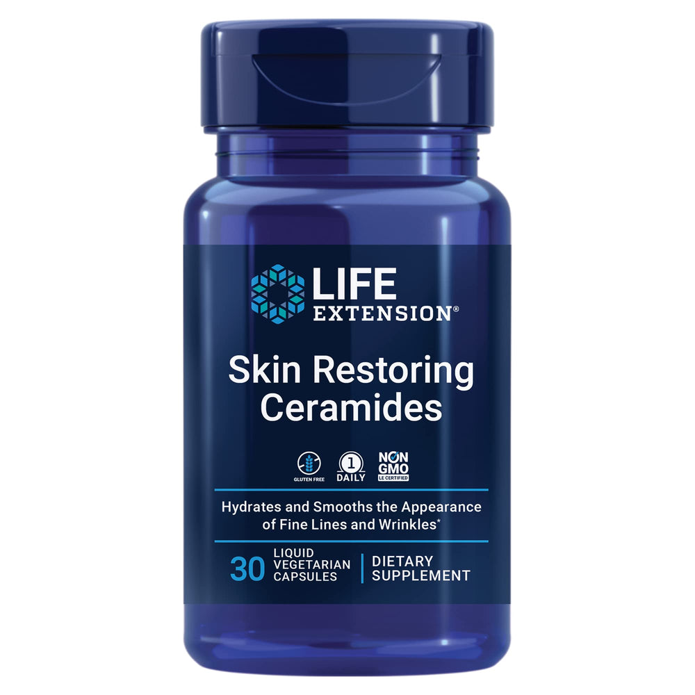 Life Extension Skin Restoring Ceramides bottle supports daily skin hydration.