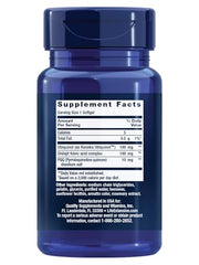 Life Extension Super Ubiquinol CoQ10 bottle back with ingredients and USA manufacturing notes