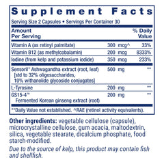 Life Extension Thyroid Support Complex label closeup highlights ingredients for thyroid health