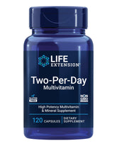 Life Extension Two-Per-Day multivitamin bottle front view supports daily nutrition
