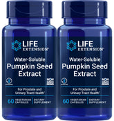 Life Extension Water-Soluble Pumpkin Seed Extract bottle, gluten-free and non-GMO for vegetarians.