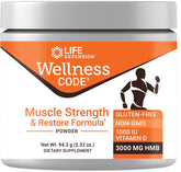 Life Extension Wellness Code Muscle Strength unflavored powder scoop for easy daily mixing.
