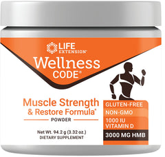 Life Extension Wellness Code Muscle Strength unflavored powder scoop for easy daily mixing.