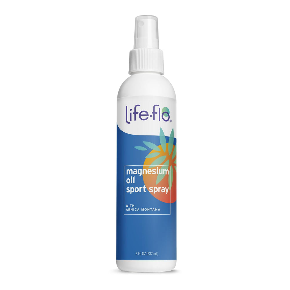 Life-flo Magnesium Oil Sport Spray bottle for easy post-workout application.