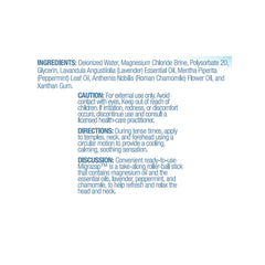 Life-flo Migrazap magnesium roll-on packaging front in compact bottle
