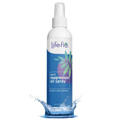 Life-Flo Pure Magnesium Oil for feet being massaged to relax muscles.
