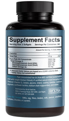 Life & Food Omega-3 Supreme bottle closeup showing enteric coating for burpless swallowing.