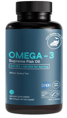 Life & Food Omega-3 Supreme bottle front with high-purity oil for daily EPA and DHA.