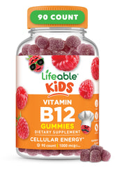 Lifeable B12 Kids Raspberry Gummies showcase a tasty energy boost