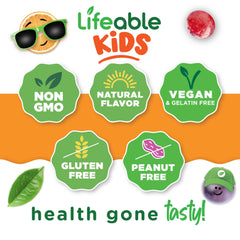 Lifeable B6 Gummies vegan and allergy-friendly labeling on packaging.