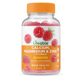 Lifeable Calcium Magnesium Zinc Raspberry Gummies bottle shown for bone support.