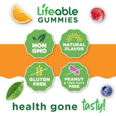 Lifeable label close-up highlighting non-GMO and gluten-free features.
