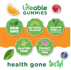 Two gummies per serving illustration for convenient daily intake