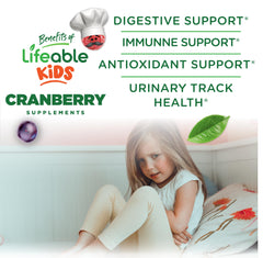 Lifeable Cranberry Gummies bottle 60-count shown for convenient serving
