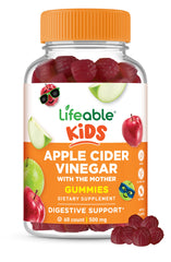 Lifeable kid-friendly ACV gummies packshot highlighting delicious apple flavor for kids.