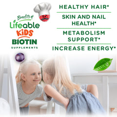 Lifeable Biotin Gummies bottle with 90 gummies enables 45 servings for families.
