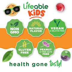 Lifeable Kids Immune Support Gummies elderberry vitamin C zinc: balanced antioxidant blend.