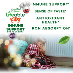 Lifeable Kids Immune Support Gummies kids chewing: easy chewable vitamin routine.