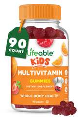 Lifeable Kids Multivitamin Gummies bottle front with mixed fruit flavor for easy daily nutrition.