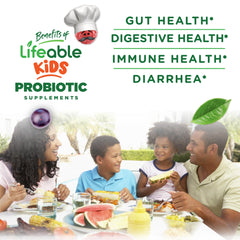 90 count Lifeable Kids Probiotics Gummies bottle ready for daily use