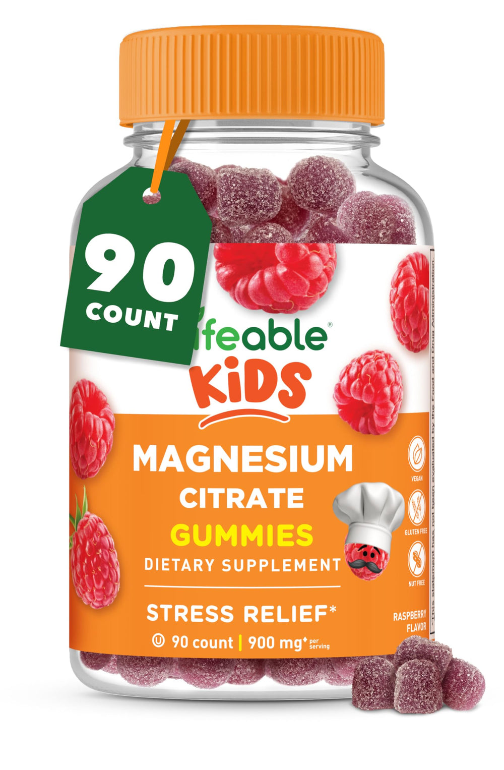 Lifeable magnesium gummies for kids with raspberry flavor for easy daily support