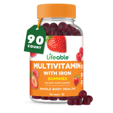 Lifeable multivitamin with iron berry bottle showcases complete daily nutrition for adults.