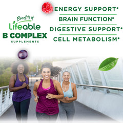 Lifeable strawberry-flavored B complex gummies close-up