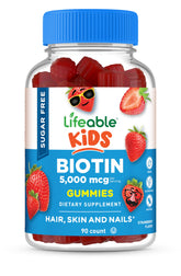 Lifeable Biotin Gummies bottle front view for kids with 5000mcg per serving
