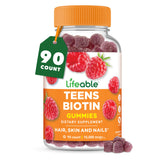 Lifeable Teens Biotin Gummies bottle shown for daily hair and nail support.