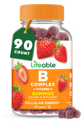 Lifeable Vitamin B Complex Gummies strawberry bottle for energy support