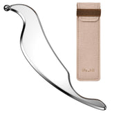 LifeChill 3in1 gua sha tool close-up in stainless steel for precise deep-tissue release.