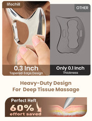 Lifechill full-body gua sha application showcases versatile use across arms and legs.