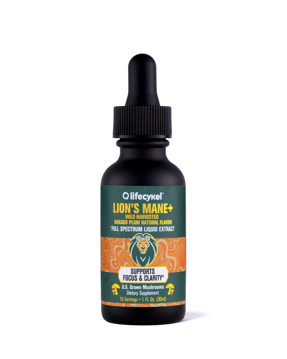 Life Cykel Lion's Mane extract bottle boosts focus and mental clarity.