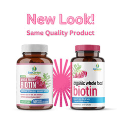 LifeGarden Naturals biotin bottle pour illustrating daily supplement use