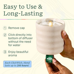 ClickWick bottle cap removal demonstrating mess-free setup for Lifelines diffusers.