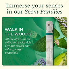 Lifelines Walk in the Woods forest scent image showing aroma diffusion for writing sessions.
