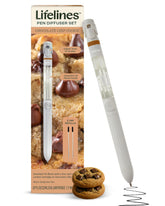 Lifelines Pen Diffuser galleta con chispas de chocolate en mano, experiencia de escritura aromática