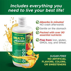 Life's Fortune label closeup highlights vitamin mix and amino acids for energy support