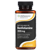 LifeSeasons Benfotiamine bottle front showing 120 vegan capsules for daily wellness support