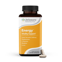 LifeSeasons Energy capsules in a bottle for steady daytime energy.