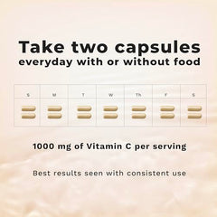 LifeSeasons Essentials Liposomal Vitamin C dosage-scheme emphasizing 1000 mg per serving