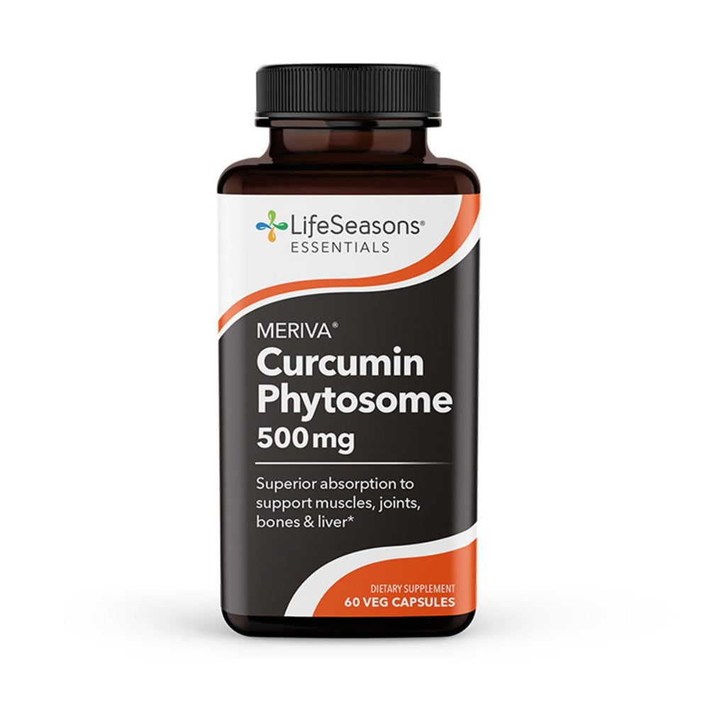 LifeSeasons Essentials Meriva Turmeric bottle and capsules for joint comfort