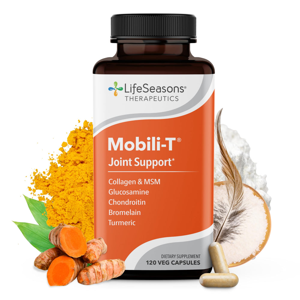 LifeSeasons Mobili-T bottle for convenient joint support and daily mobility.
