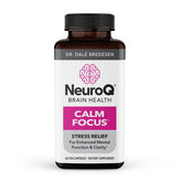 LifeSeasons NeuroQ Calm Focus bottle on a desk promoting relaxed focus