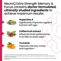 LifeSeasons NeuroQ ingredient list featuring Huperzine A for potential focus enhancement.